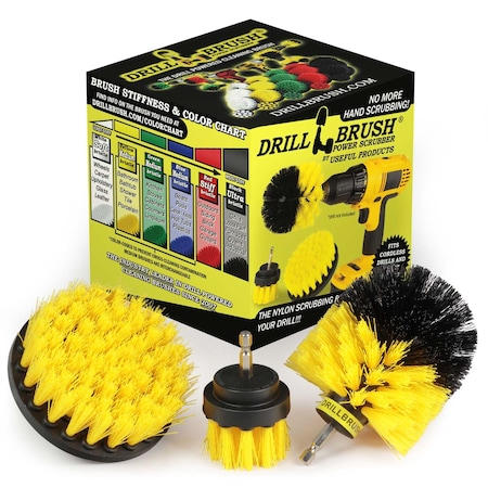 Drillbrush Drill Brush Attachment - Bathroom Surfaces Tub, Shower, Tile and Grout Yellow-Orig-Yel-2-4-Lim-Short